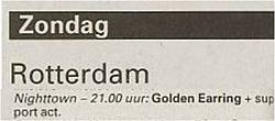 Golden Earring newspaper ad Rotterdam - Nighttown PZC newspaper